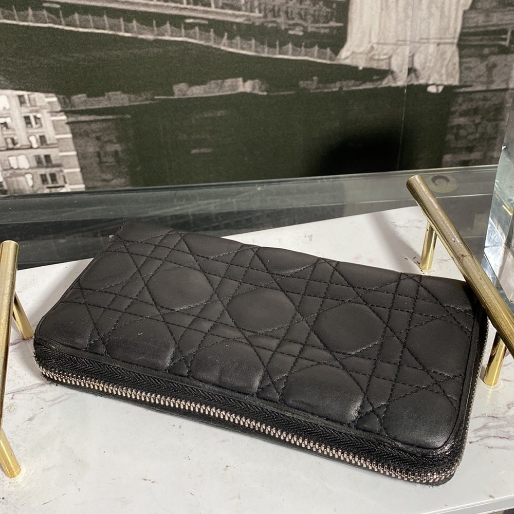 Authentic Christian Dior Cannage Leather Zippy Long Wallet - Picture 16 of 17